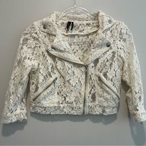 Zio Creamy Lace crop zip-up blazer Size S